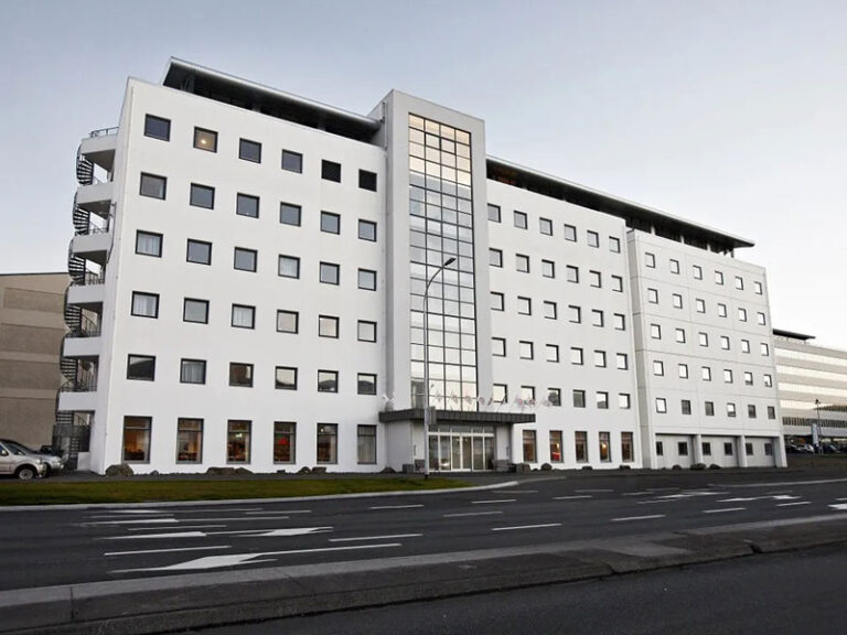 Exterior view of the Cabin Hotel in Reykjavik
