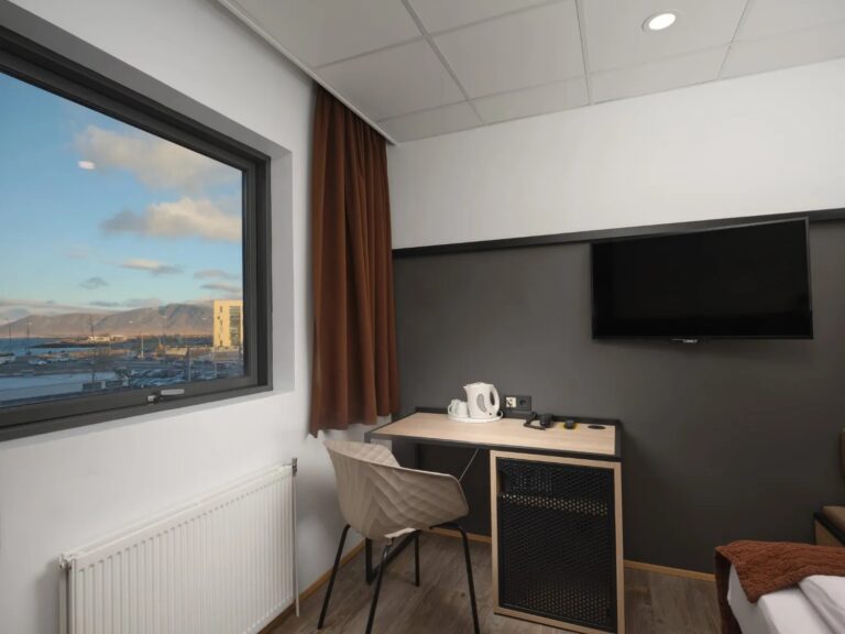 Interior of the upper room at the Cabin Hotel